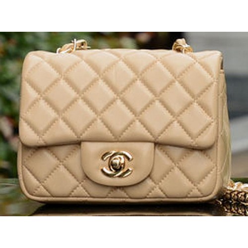 Borsa con patta Chanel Classic MINI Pelle di montone albicocca A37585 Oro