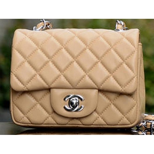Borsa Chanel Classic MINI Flap Pelle di montone albicocca A37585 Argento