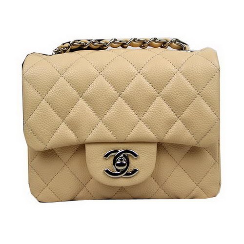 Borsa con patta Chanel Classic MINI CF1115 Modello Cannage albicocca Argento