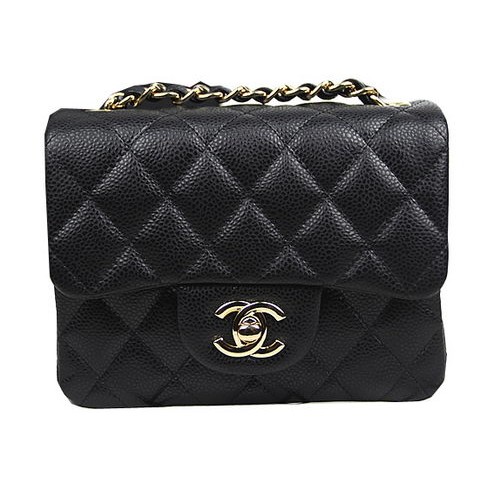 Chanel Classic MINI Flap Bag CF1115 Nero Cannage Pattern Gold