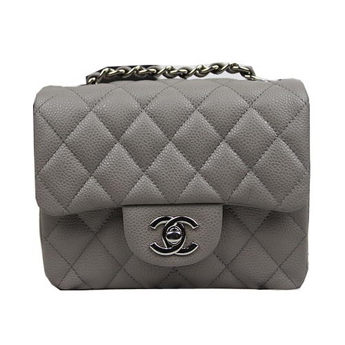 Borsa con patta Chanel Classic MINI CF1115 Grigio Cannage Pattern Silver