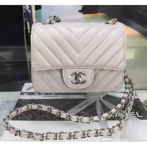 Borsa con patta Chanel Classic MINI Cannage Pattern in pelle A8171 grigia