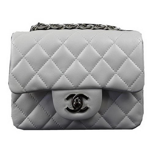 Chanel Classic MINI Borsa con patta OffWhite Pelle di pecora originale CF1115 Argento
