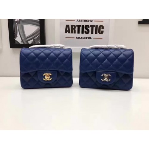 Chanel Classic MINI Borsa con patta Pelle di montone originale A1115 Blu