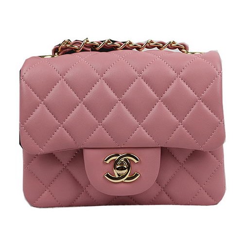 Chanel Classic MINI Borsa con patta Rosa Pelle di pecora originale CF1115 Oro