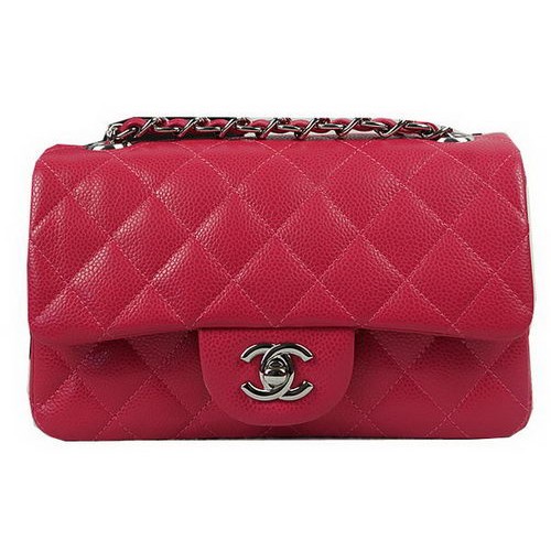 Chanel Classic MINI Flap Bag Rose Cannage Pattern CF1119 Argento