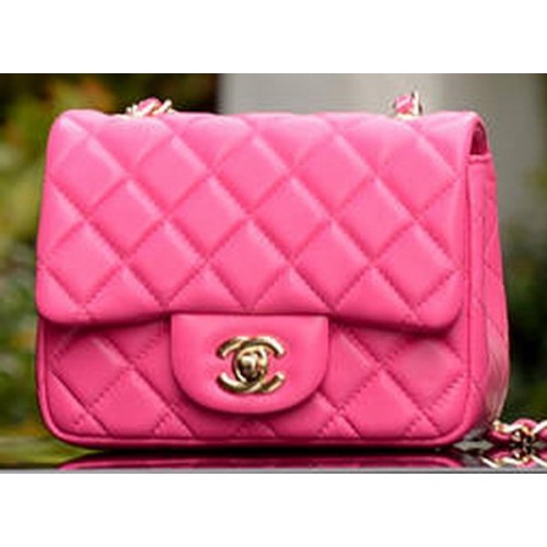 Chanel Classic MINI Flap Bag Pelle di pecora rosa A37585 Oro