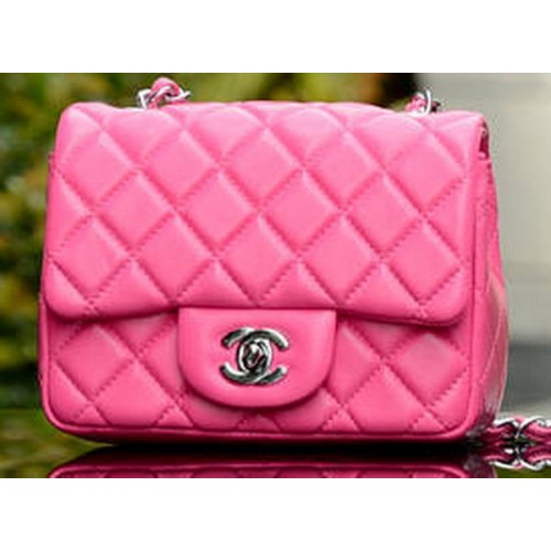 Chanel Classic MINI Flap Bag Rose Montone A37585 Argento