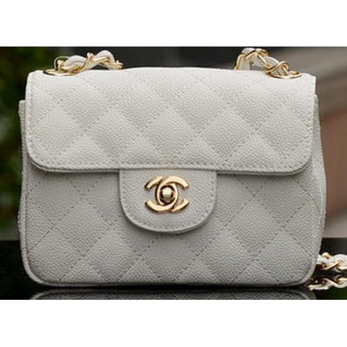 Chanel Classic MINI Flap Bag White Cannage Pattern A1115 Oro