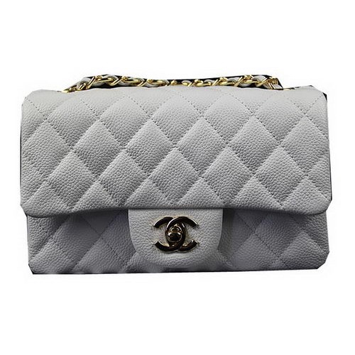 Chanel Classic MINI Borsa con patta Bianco Modello Cannage CF1119 Oro