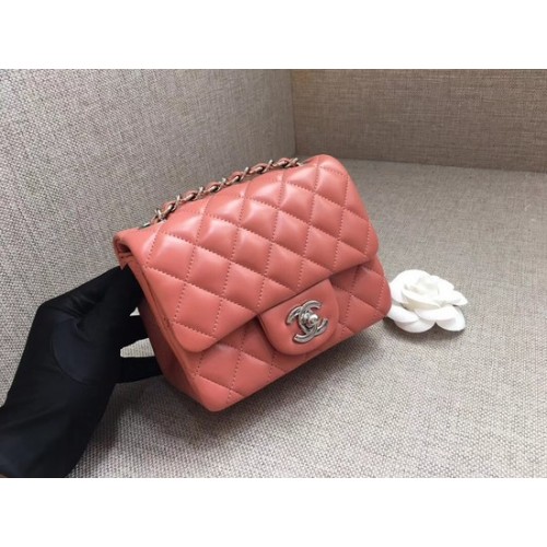 Borsa Chanel Classic MINI Flap Bag originale in pelle di montone A1115 catena d'argento rosa