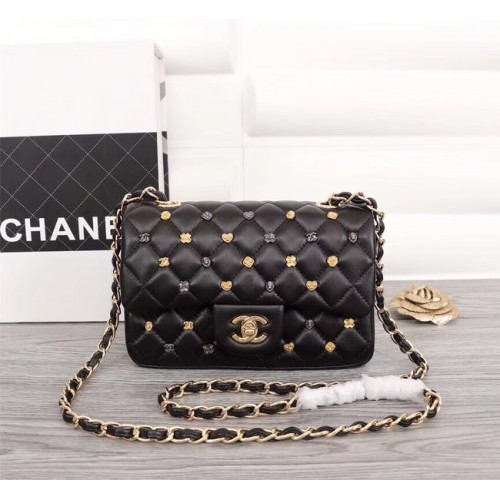 Borsa a tracolla Chanel Classic in pelle di montone A1116 in metallo color oro nero