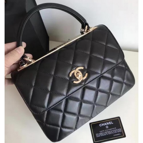 Borsa classica con patta superiore Chanel Pelle di montone originale nera A92236 oro