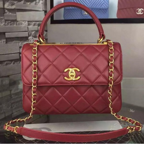 Borsa classica con patta superiore Chanel Pelle originale bordeaux A98079 oro