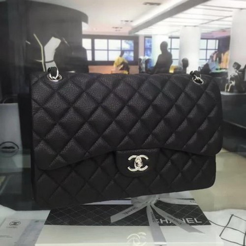 Borsa classica con patta superiore Chanel Pelle di daino originale CHA5212 nera