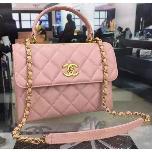 Borsa classica con patta superiore Chanel in pelle originale A98079 rosa