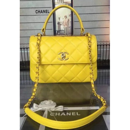 Borsa classica con patta superiore Chanel Pelle di montone originale A92236 gialla