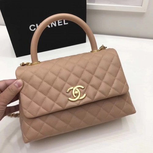 Borsa Chanel Classic Top Handle Albicocca Pelle originale A92991 Oro