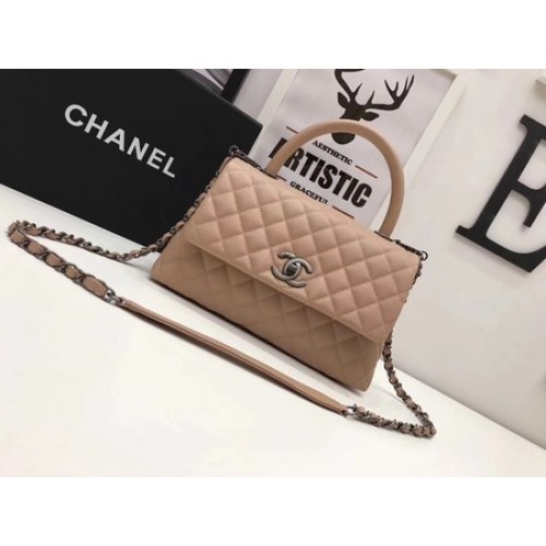Borsa Chanel Classic Top Handle Albicocca Pelle originale A92991 Argento