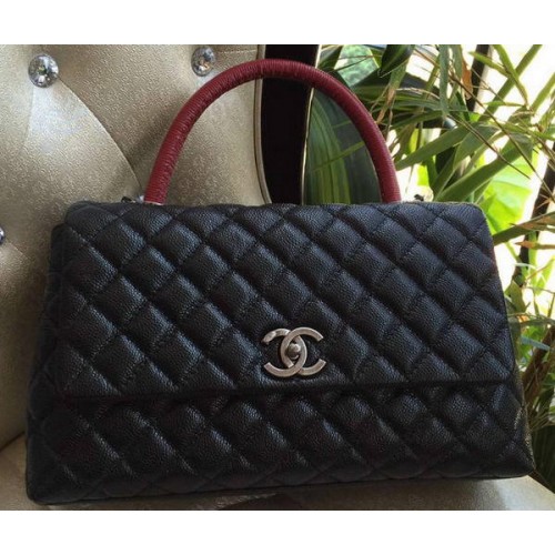 Chanel Classic Top Handle Bag Original Cannage Pattern A95168 Nero e rosso