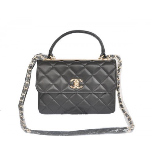 Chanel Borsa classica con manico superiore Pelle di montone originale CHA92236 nera