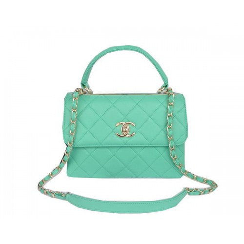 Chanel Borsa classica con manico superiore Pelle di montone originale CHA92236 verde