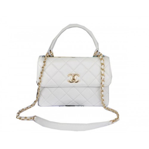 Chanel Borsa classica con manico superiore in pelle di montone originale CHA92236 bianca