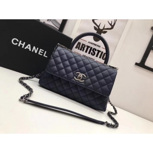 Chanel Classic Top Handle Bag Royal Pelle originale A92991 Argento