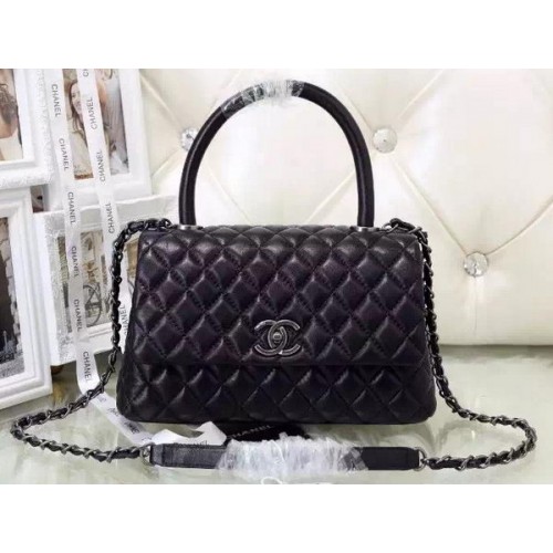Borsa Chanel classica con manico superiore in pelle di montone A92991 nera