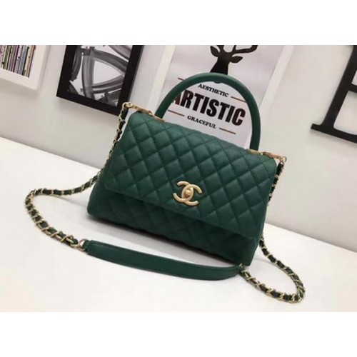 Chanel Borsa classica con manico superiore in pelle di montone A92991 verde