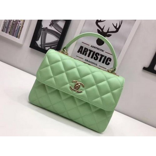 Borsa Chanel classica con manico superiore in pelle di montone CHA2371 verde