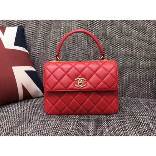 Borsa Chanel classica con manico superiore in pelle di montone CHA2371 rossa
