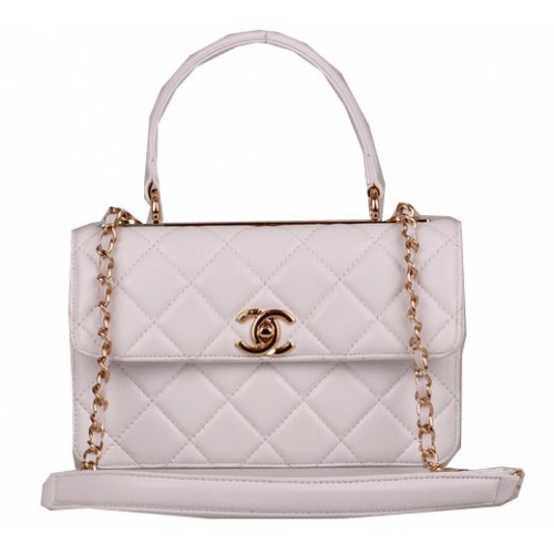 Borsa Chanel classica con manico superiore in pelle di montone CHA92236 bianca