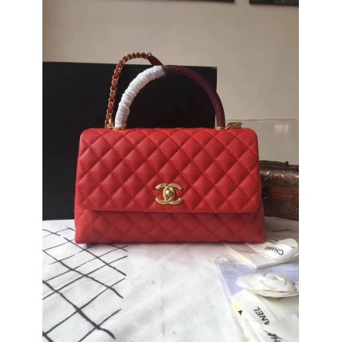 Borsa Chanel Classic Wine Top Handle in pelle rossa originale A92292 oro