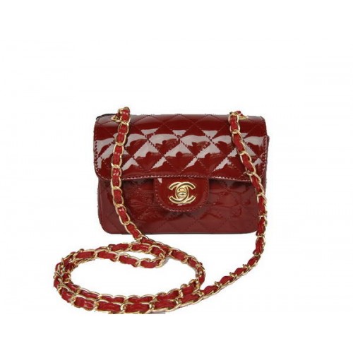 Vendita all'ingrosso Chanel Classic mini Flap Bag 1115 Bordeaux Patent Gold Hardware