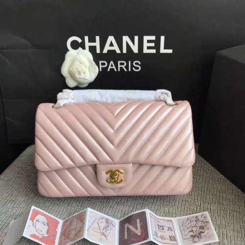 Borsa a tracolla in pelle di montone originale Chanel Classic 1112V catena in oro rosa