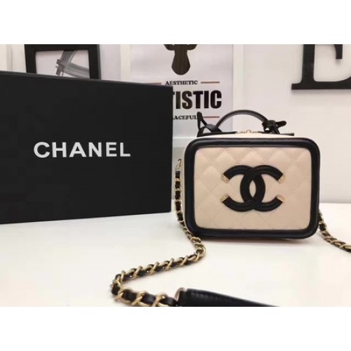 Borsa cosmetica Chanel Original Cannage Pattern A93341 Albicocca e nero