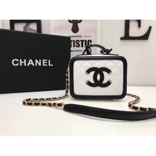 Borsa cosmetica Chanel Original Cannage Pattern A93341 Bianco