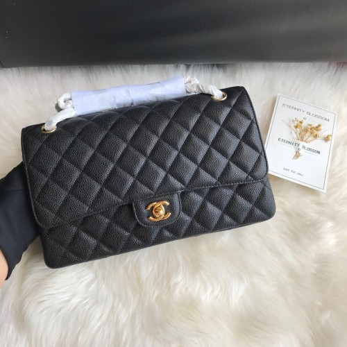 Borse Chanel Double Flaps Black Original Caviar Leather A36097 Gold