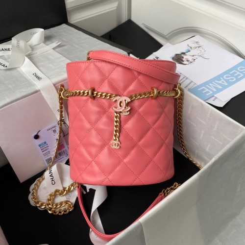 Borsa Chanel con coulisse in metallo dorato AS3116 rosa