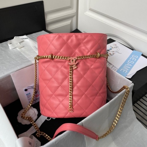 Borsa Chanel con coulisse in metallo dorato AS3117 rosa