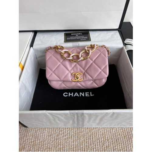 Chanel FLAP BAG Pelle di agnello in metallo color oro AS3375 rosa