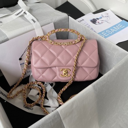 Chanel FLAP BAG Pelle di agnello in metallo color oro AS3451 rosa