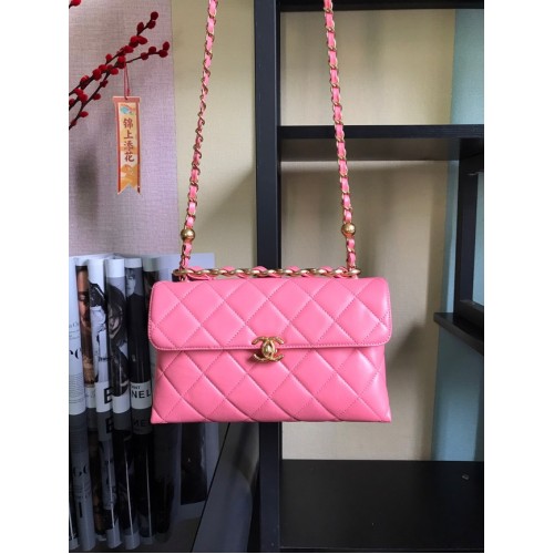 Borsa a tracolla Chanel Flap in pelle di agnello AS1267 rosa