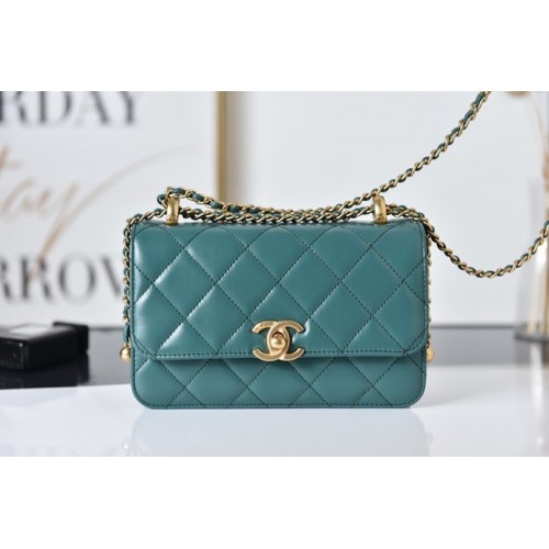 Chanel Flap mini borsa a tracolla in pelle di agnello AS2615 verde