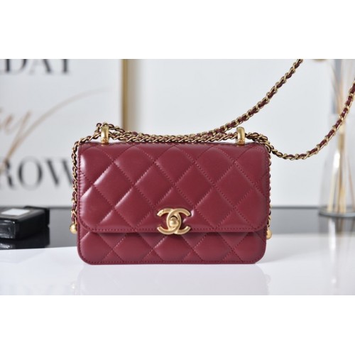 Chanel Flap mini borsa a tracolla in pelle di agnello AS2615 rossa