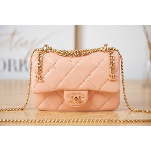 Chanel Flap mini borsa a tracolla in pelle di agnello AS3113 rosa