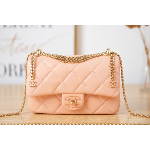 Borsa a tracolla piccola in pelle di agnello Chanel Flap AS3114 rosa
