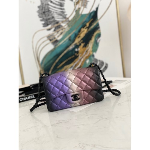 Borsa a tracolla Chanel Flap Mirage in pelle di agnello AS1116 nera