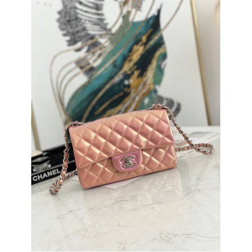 Borsa a tracolla Chanel Flap Mirage in pelle di agnello AS1116 rosa